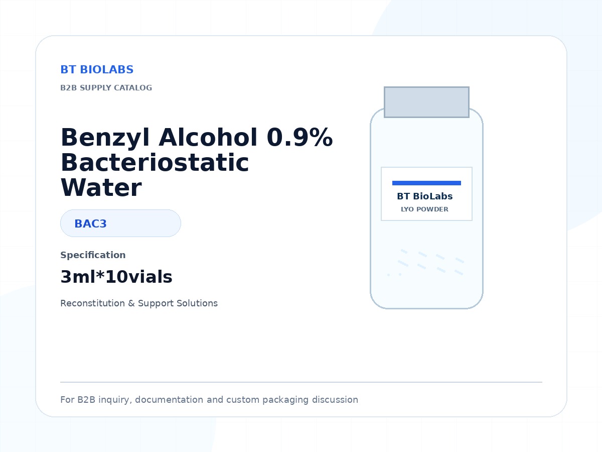Benzyl Alcohol 0.9% Bacteriostatic Water 3ml*10vials product image