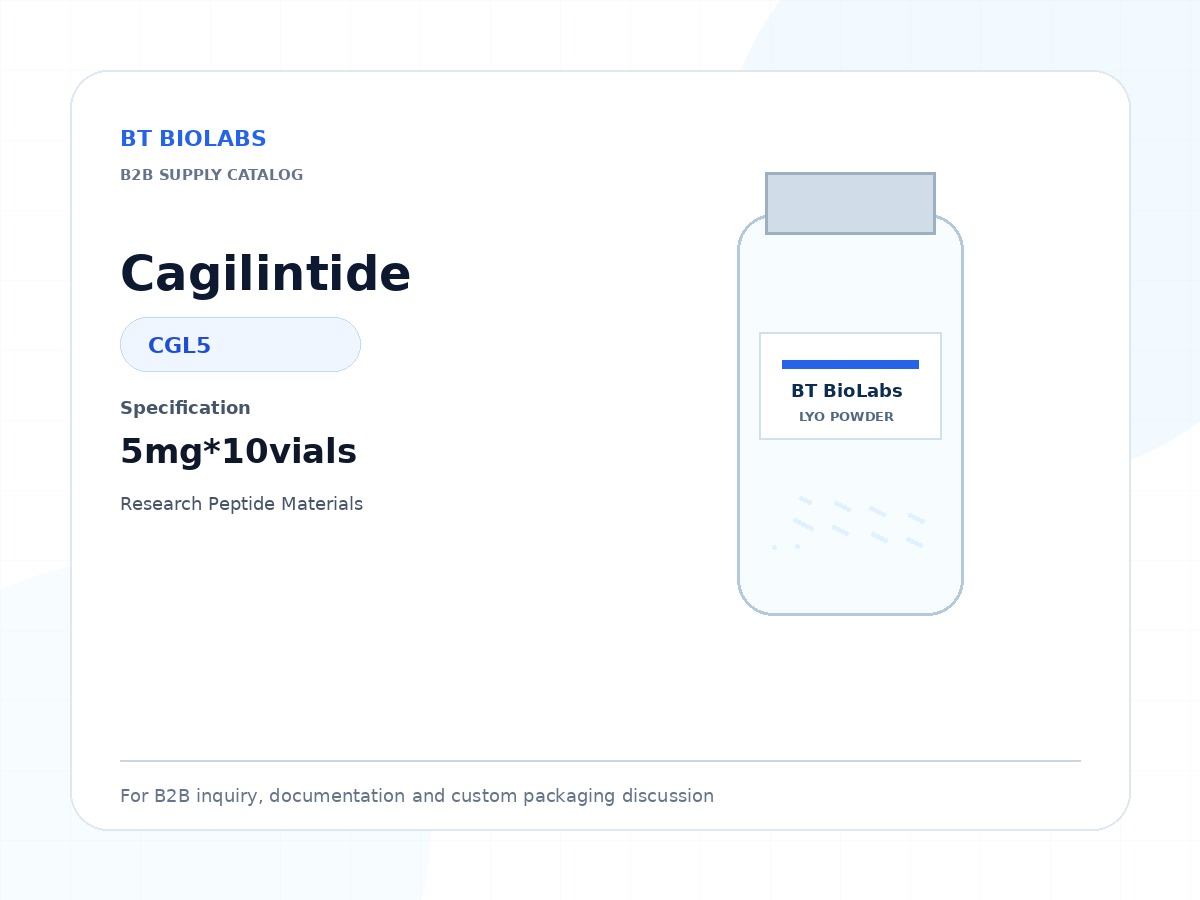BT BioLabs Cagilintide lyophilized peptide vial product display