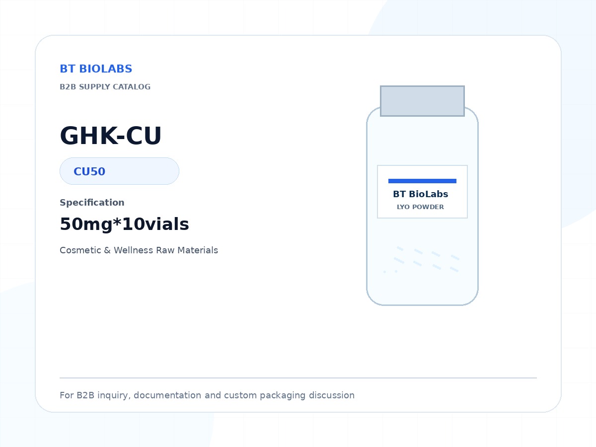 BT BioLabs GHK-CU lyophilized peptide vial product display